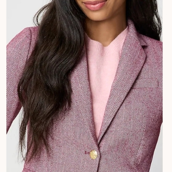 NWT J.Crew Herringbone Wool Blend Schoolboy Blazer Burgundy Sz 10 *Sold Out* - Picture 6 of 13